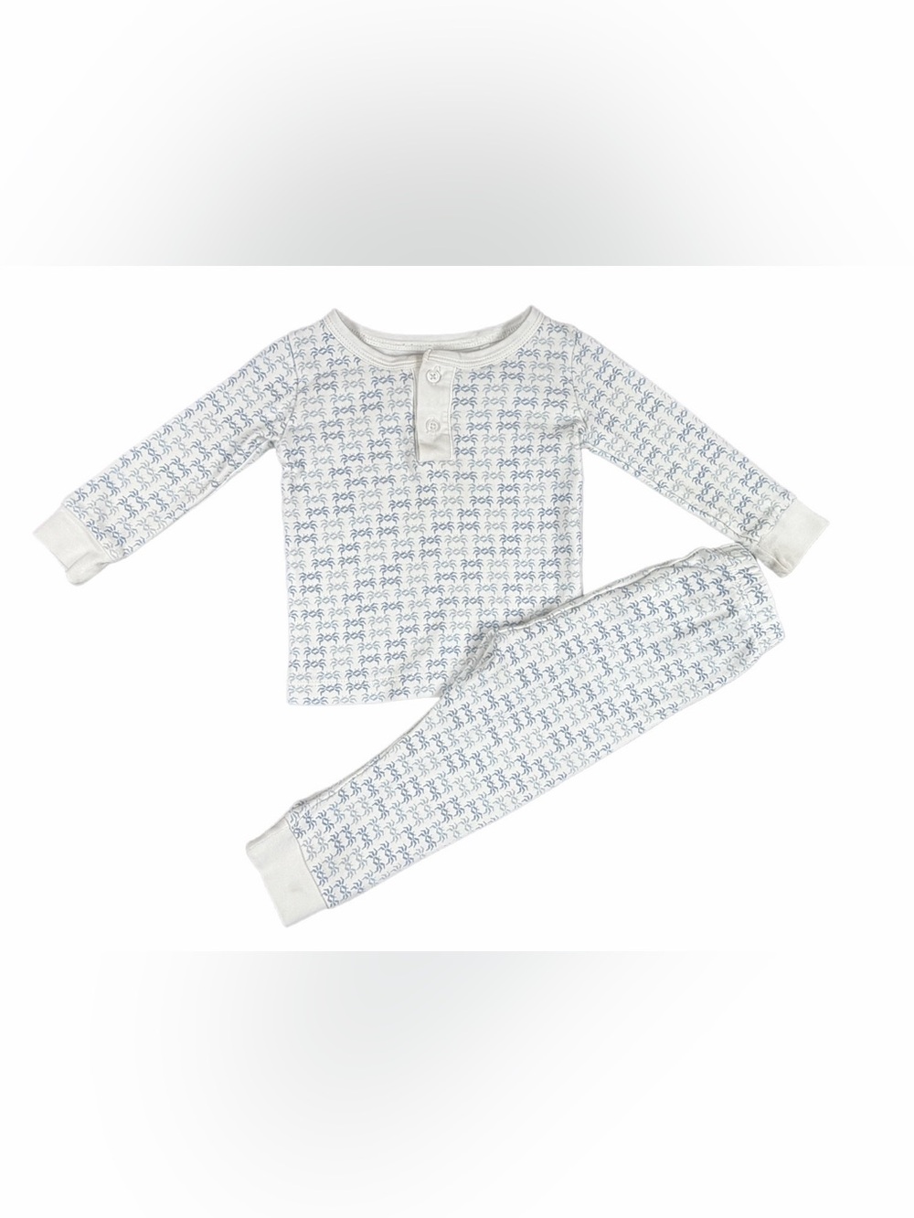 LILA and HAYES Long Sleeve Jack Pajamas in Blue Crab Print - 12-18M
